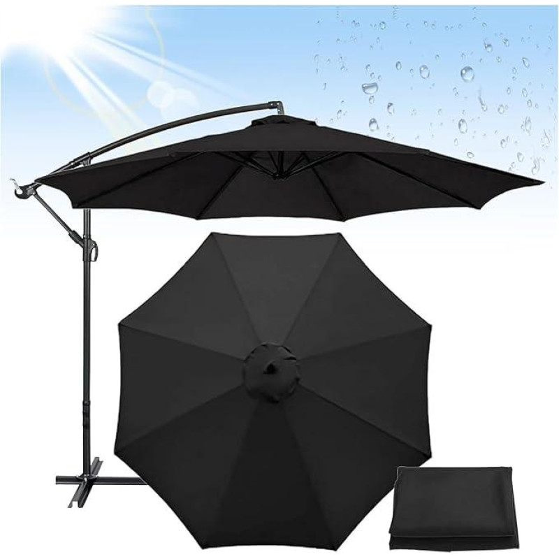 Садовый зонт регулируемый 3 м с наклоном Чёрный + чехол WCG