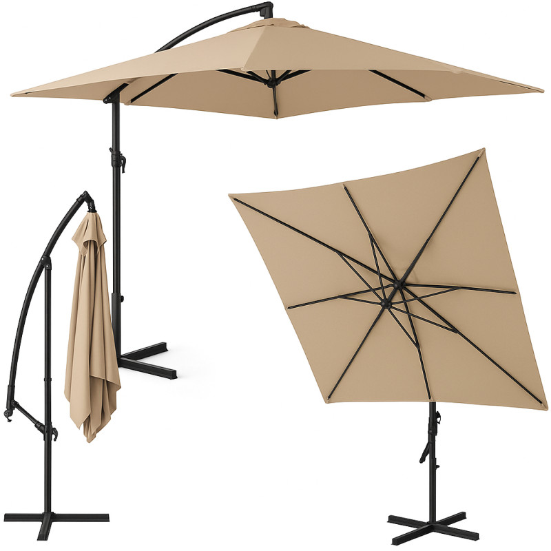 Зонт садовый регулируемый 2,5×2,5 м с наклоном Бежевый + чехол WCG