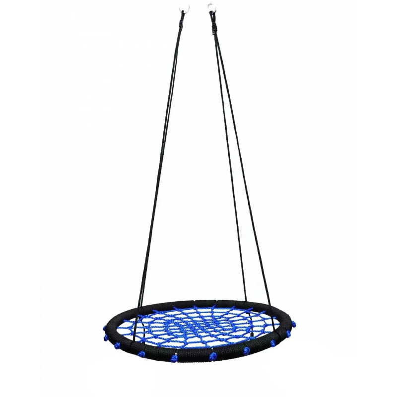 Гойдалка-гніздо WCG 100 см | Дитяча гойдалка з сіткою для вулиці та дому. Синьо-чорна