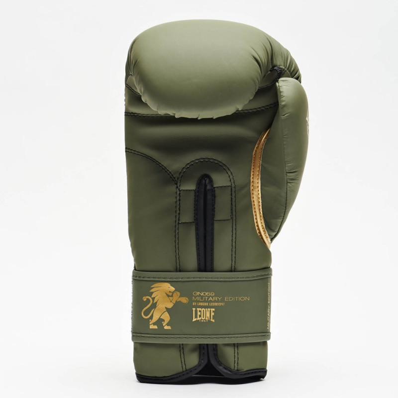 Боксерские перчатки Leone GN059G MILITARY EDITION Green (капа в комплекте), 12 унций, PU, FLEX PU, Зеленый