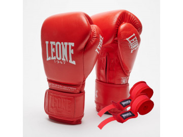Боксерські рукавиці Leone GN111 THE GREATEST Red 10 унцій (бинти 4 м. в комплекті)