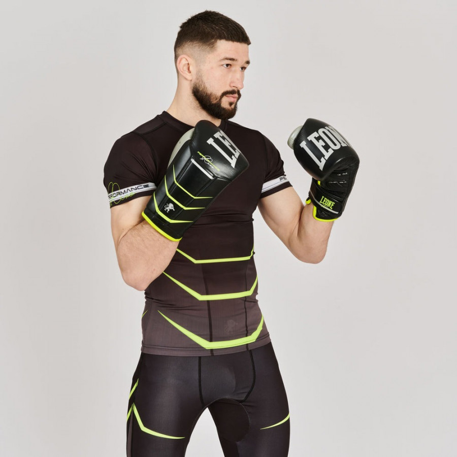 Боксерські рукавиці Leone GN110F REVO FLUO Black 14 унцій (бинти 4 м. в комплекті)