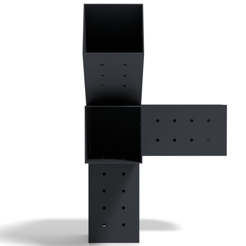 Кронштейн для соединения 3 брусьев 100×100 мм | Угол 30° (правая сторона, угловой монтаж + потолок)