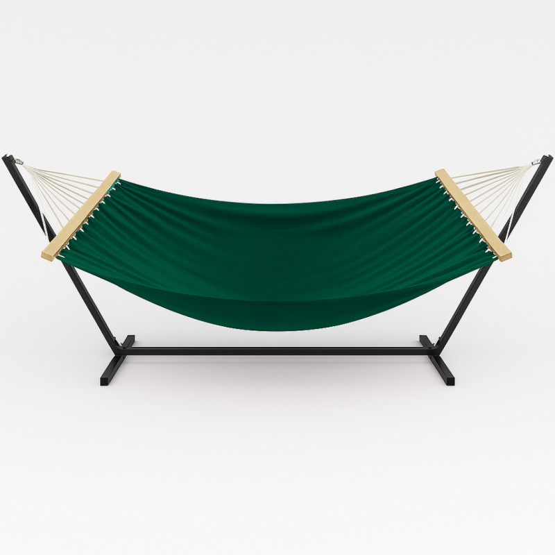 Монотонный гамак с планкой WISH изумрудный двухместный XXL 200х150 WCG
