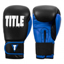 Боксерські рукавиці TITLE Boxing Dynamic Strike Black/Blue 12 oz
