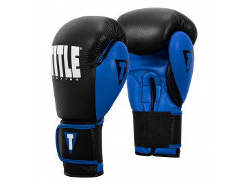 Боксерські рукавиці TITLE Boxing Dynamic Strike Black/Blue 12 oz
