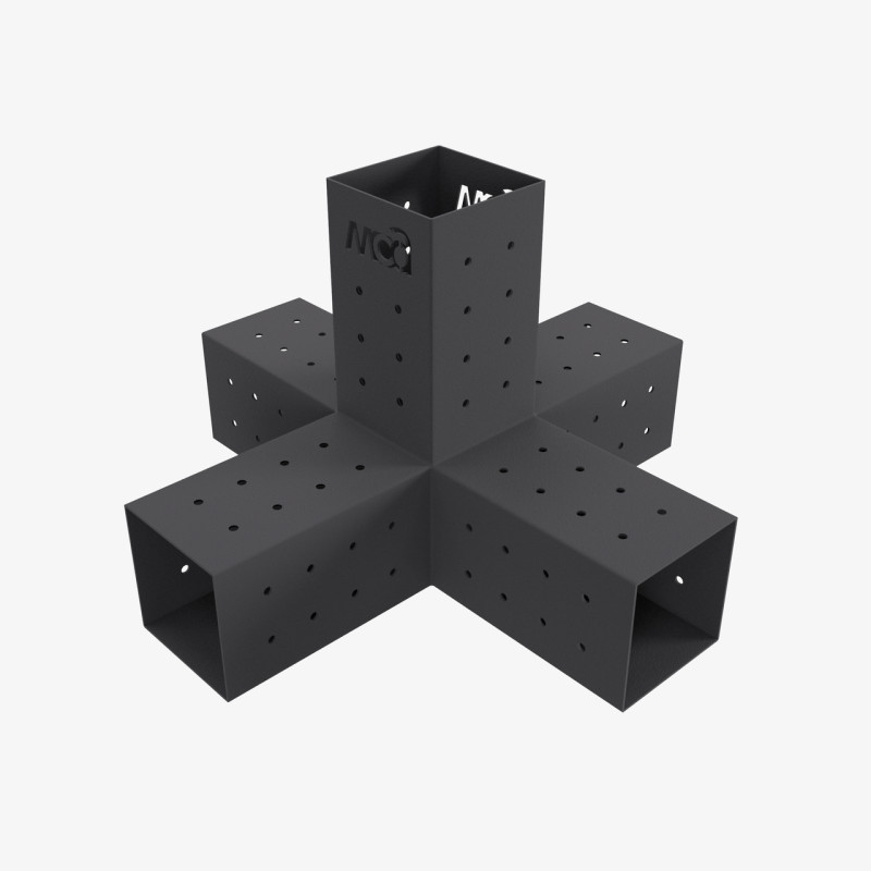 Кронштейн для соединения 5 брусьев 100×100 мм | 90° (модульное крепление)