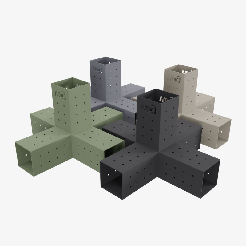 Кронштейн для соединения 5 брусьев 100×100 мм | 90° (модульное крепление)