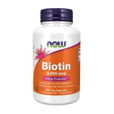 Биотин, Biotin 5,000 mcg, NOW, 120 капсул