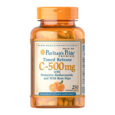 Витамины, Vitamin C-500 mg with Bioflavonoids and Wild Rose Hips Time Release, Puritan's Pride, 100 таблеток