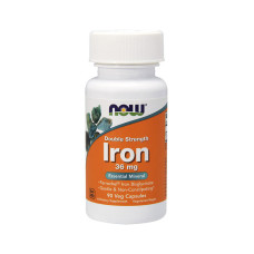 Залізо, Iron 36 mg double strength, NOW, 90 капсул