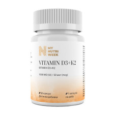 Вітаміни, Vitamin D3+K2 1000 IU (50 mcg), My Nutri Week, 60 капсул