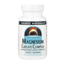 Магний, Magnesium Chelate Complex 100 mg, Source Naturals, 100 таблеток