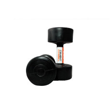 LiveUp Cement Dumbbell гантелі пластикові (цементні) 2х5 кг (пара), чорні, пластикове покриття, цементний наповнювач, розбірні, нековзка поверхня, для силових тренувань вдома