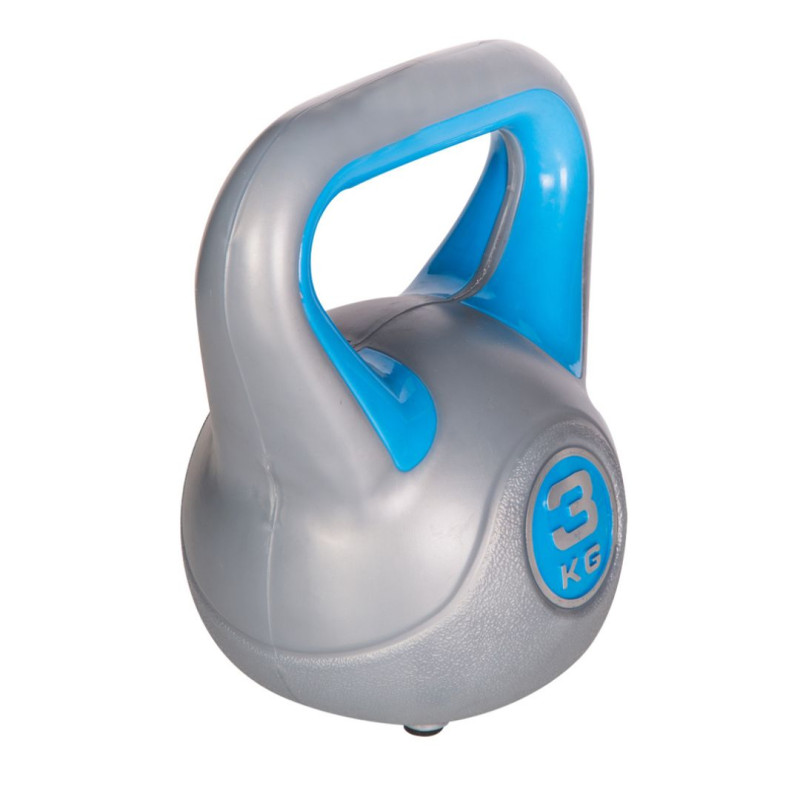 Гиря LiveUp Plastic Kettlebell, цельнолитая, 3 кг, пластик, серо-голубая