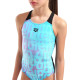 Купальник закритий для дівчат Arena MULTI COLOURS SWIMSUIT V BACK блакитний, чорний Діт 116 см