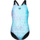 Купальник закритий для дівчат Arena MULTI COLOURS SWIMSUIT V BACK блакитний, чорний Діт 116 см