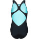Купальник закритий для дівчат Arena MULTI COLOURS SWIMSUIT V BACK блакитний, чорний Діт 116 см