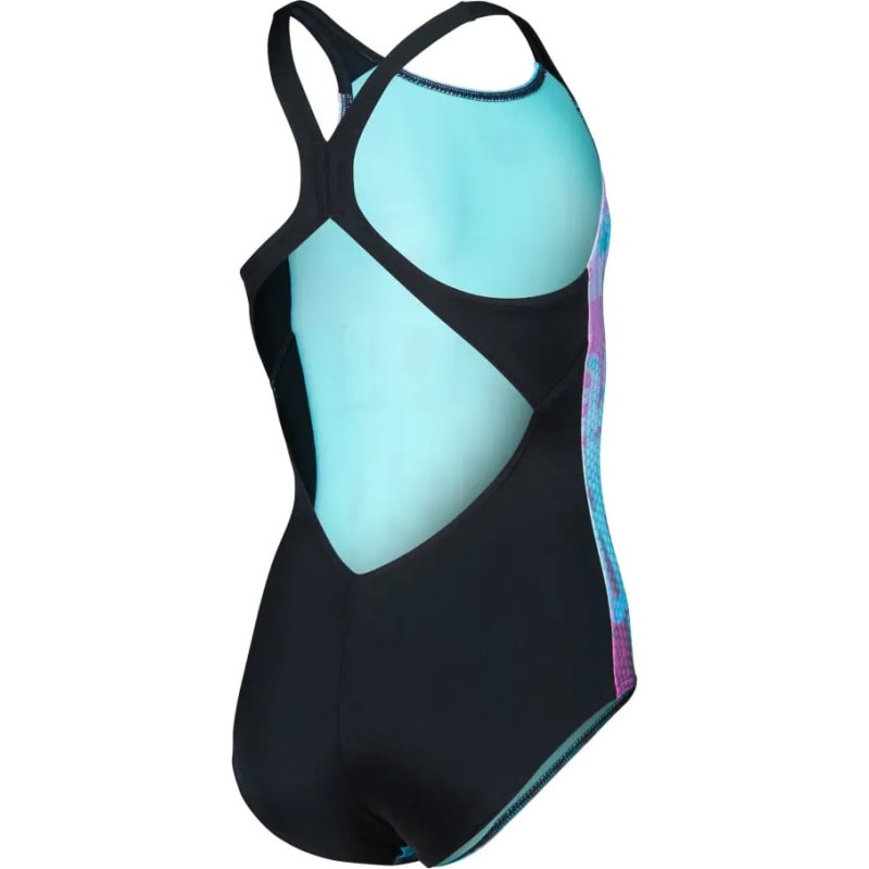 Купальник закритий для дівчат Arena MULTI COLOURS SWIMSUIT V BACK блакитний, чорний Діт 116 см