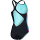 Купальник закритий для дівчат Arena MULTI COLOURS SWIMSUIT V BACK блакитний, чорний Діт 116 см