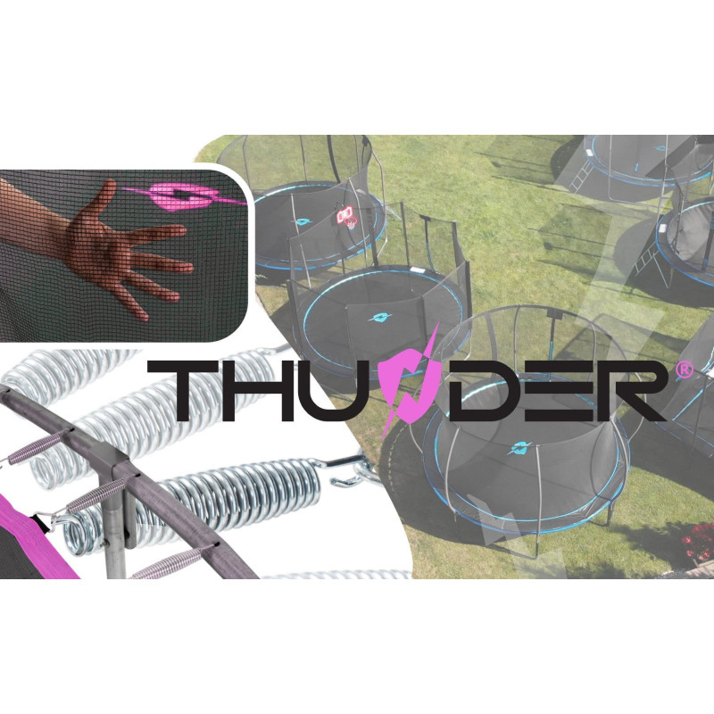 Батут THUNDER OUTSIDE PRO з зовнішньою сіткою 8 футів 244 см чорно-рожевий