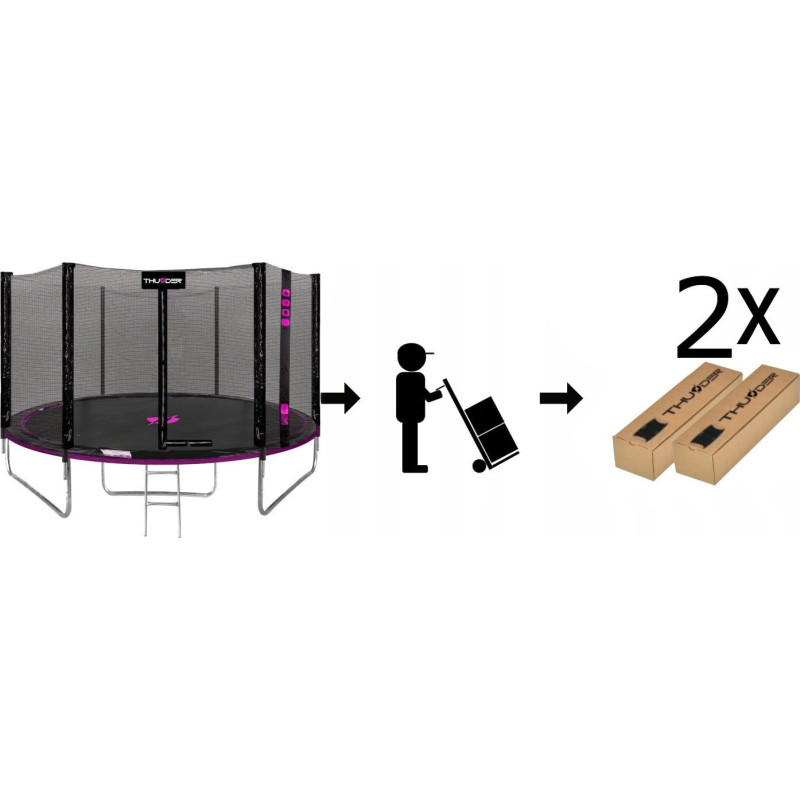 Батут THUNDER OUTSIDE PRO з зовнішньою сіткою 8 футів 244 см чорно-рожевий