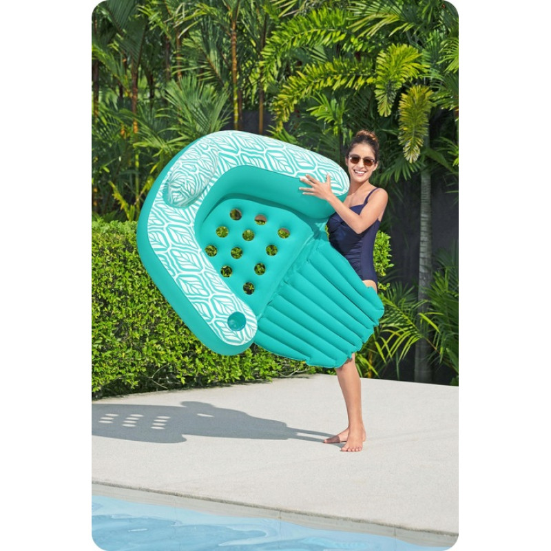Крісло надувне для плавання Bestway Comfort Plush Pro 43719 145 х 120 см, бірюзове