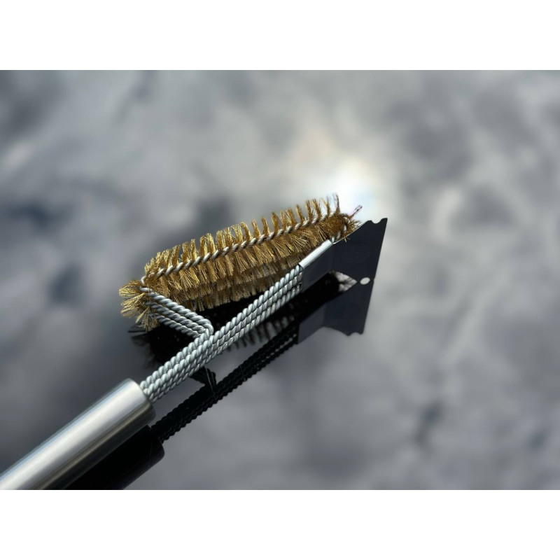 Щітка для гриля Premium 3в1 (щітка+скребок+відкривачка) латунна GRILLI 777844 Код: 013987