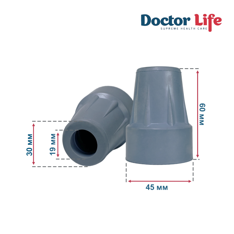 Гумовий наконечник для палиць Doctor Life 10030/2/GR 19 мм сірий (10030/2/GR-2704)