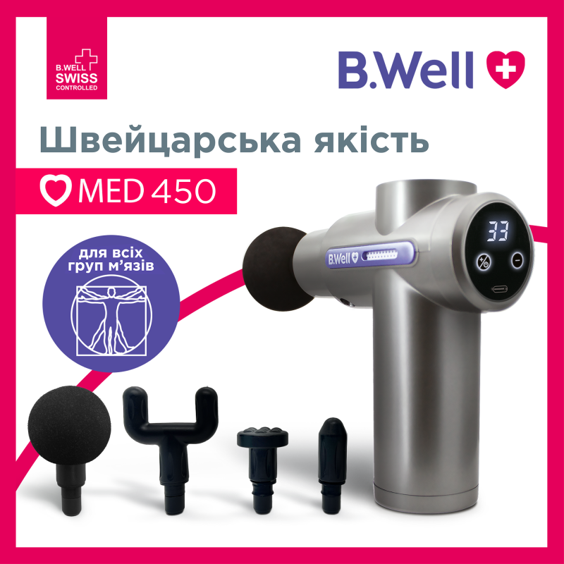 Перкусійний електромасажер B.Well MED-450 (MED-450-2817)