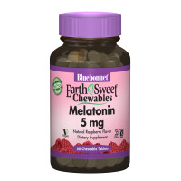 Мелатонин 5мг, Вкус Малины, Жевательные таблетки Earth Sweet, Bluebonnet Nutrition, 60 шт.