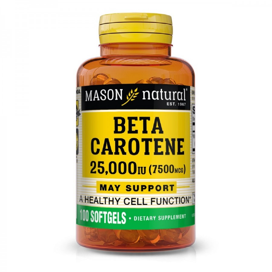 Бета-каротин 25000МЕ, Beta Carotene, Mason Natural, 100 гелевих капсул