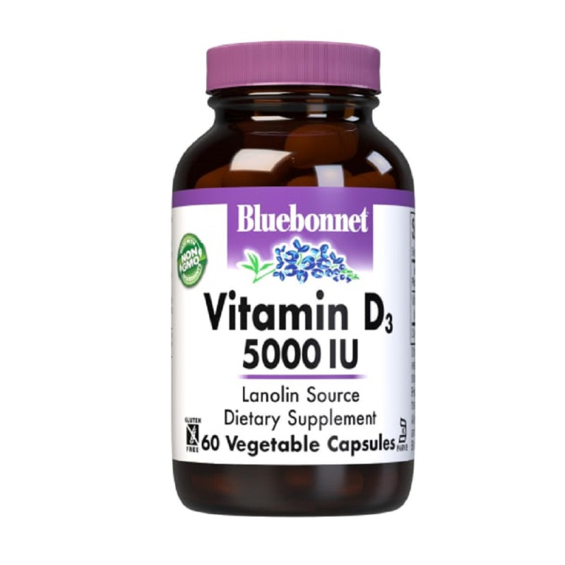 Витамин D3 5000IU, Bluebonnet Nutrition, 60 вегетарианских капсул