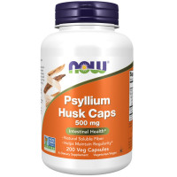 Подорожник (псиллиум), Psyllium Husks, Now Foods, 500 мг, 200 вегетарианских капсул