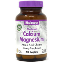 Хелатный Кальций и Магний, Chelated Calcium Magnesium, Bluebonnet Nutrition, 60 таблеток