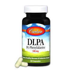 DLPA (фенилаланин) 500мг, DL-Phenylalanine, Carlson, 60 капсул