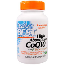 Коензим Q10 Високої Абсорбації 100мг, BioPerine, Doctor's Best, 120 гелевих капсул