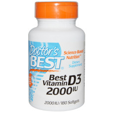 Вітамін D3 2000IU, Doctor's Best, 180 желатинових капсул