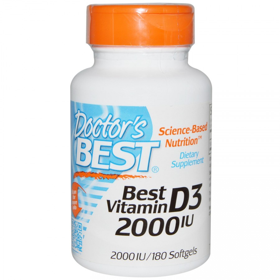 Вітамін D3 2000IU, Doctor's Best, 180 желатинових капсул