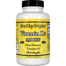 Витамин D3, Vitamin D3 5000 IU, Healthy Origins, 30 капсул