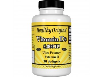 Вітамін D3, Vitamin D3 5000 IU, Healthy Origins, 30 капсул