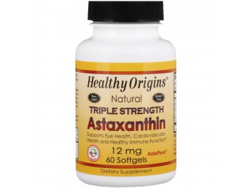 Астаксантин, Astaxanthin (Complex) AstaPure®, Healthy Origins, 12 мг 60 капсул