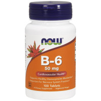 Вітамін В6 (Піридоксин), Vitamin B6, Now Foods, 50 мг, 100 таблеток