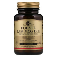 УЦІНКА Фолієва Кислота (В9), Метафолін, Metafolin, 800 мкг, Solgar, 100 таблеток (без зовнішньої плівки)