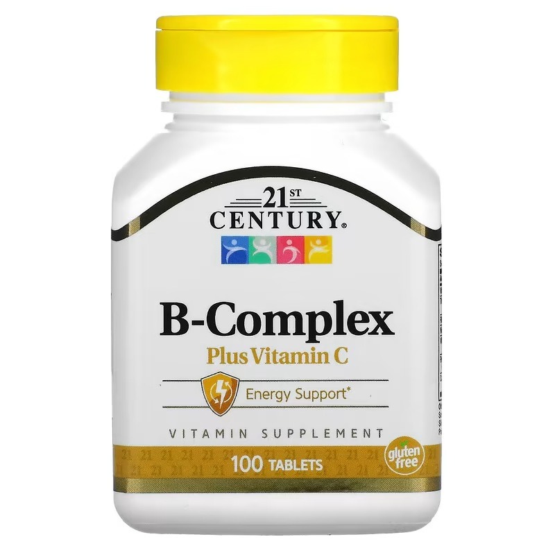 B-Комплекс та Вітамін С, B-Complex Plus Vitamin C, 21st Century, 100 таблеток