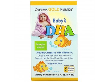 Дитячий DHA, Омега-3 з Вітаміном D3, Baby's DHA, Omega-3s with Vitamin D3, California Gold Nutrition, 59 мл (2 рідких унції)