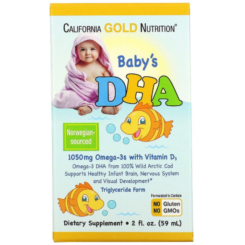 Детский DHA, Омега-3 с витамином D3, Baby's DHA, Omega-3s with Vitamin D3, California Gold Nutrition, 59 мл (2 жидких унции)