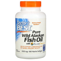 Аляскинский Рыбий Жир (Омега-3), Fish Oil with AlaskOmega, Doctor's Best, 180 капсул