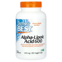 Альфа-Липоевая кислота, 600 мг, Alpha-Lipoic Acid, Doctor's Best, 180 вегетарианских капсул