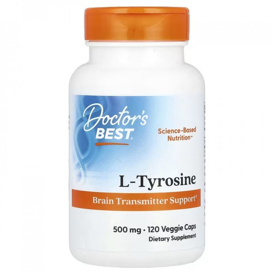 L-тирозин, 500 мг, L-Tyrosine, Doctor's Best, 120 вегетаріанських капсул